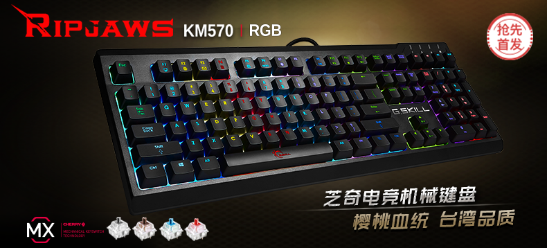 【抢先首发】芝奇（G.SKILL）RIPJAWS KM570 RGB 幻彩背光机械式键盘